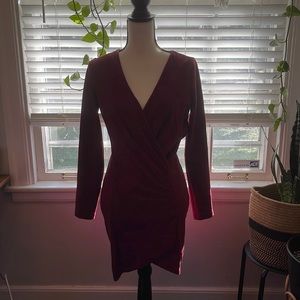 MISSGUIDED RED VELVET HOLIDAY DRESS